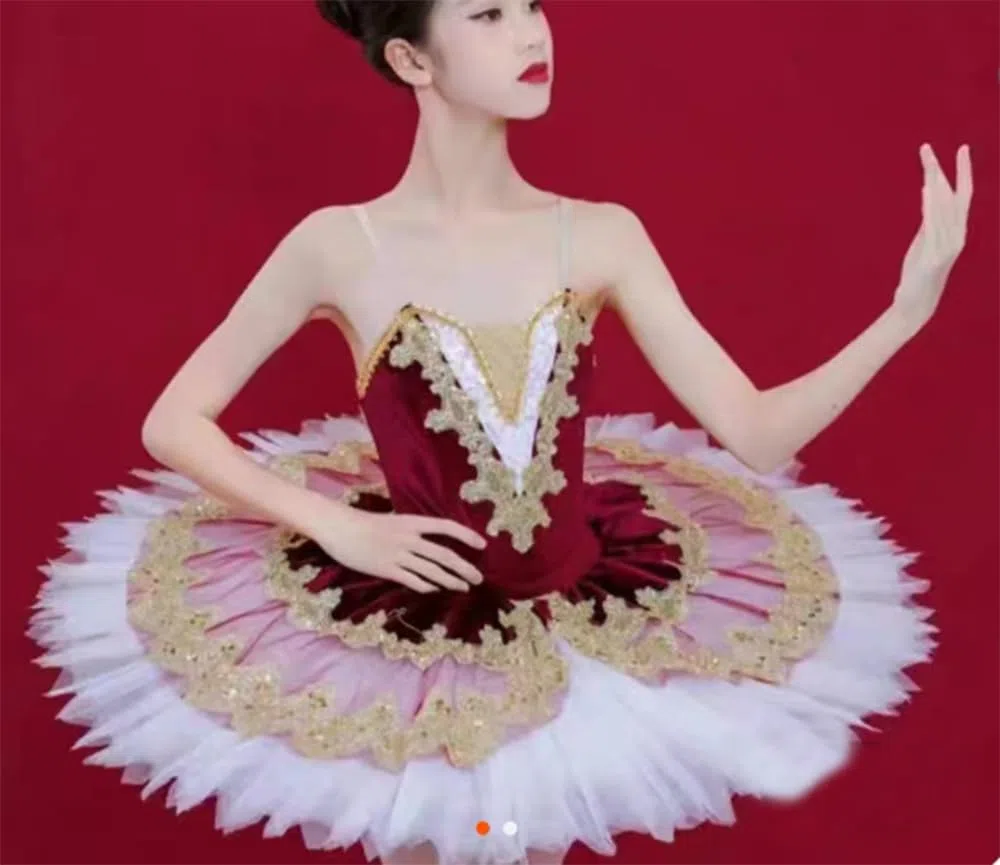 EFLALYHG Tutú de Ballet Profesional para niñas, Plato de panqueques tutú de Bailarina, Vestido de Fiesta Disfraz de competición de Danza de Ballet para niños