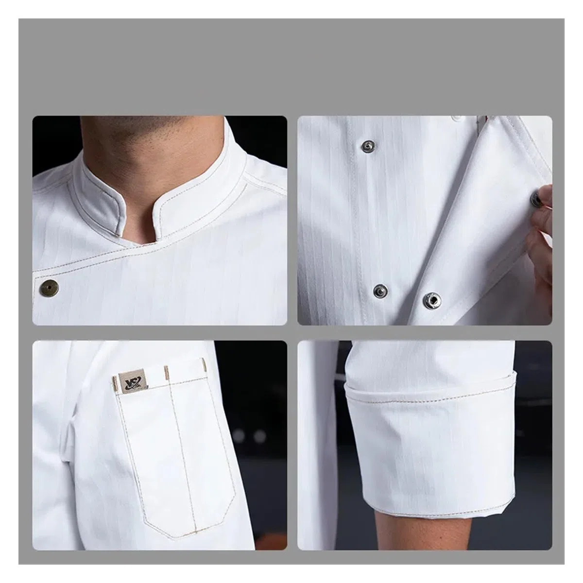 Cocina Uniforme Chaqueta de chef de restaurante, delantal de manga larga, ropa de trabajo de cocina, cafetería, hotel, panadería, uniforme de chef, hombres, mujeres, camarero Para Restaurantes, Cocina