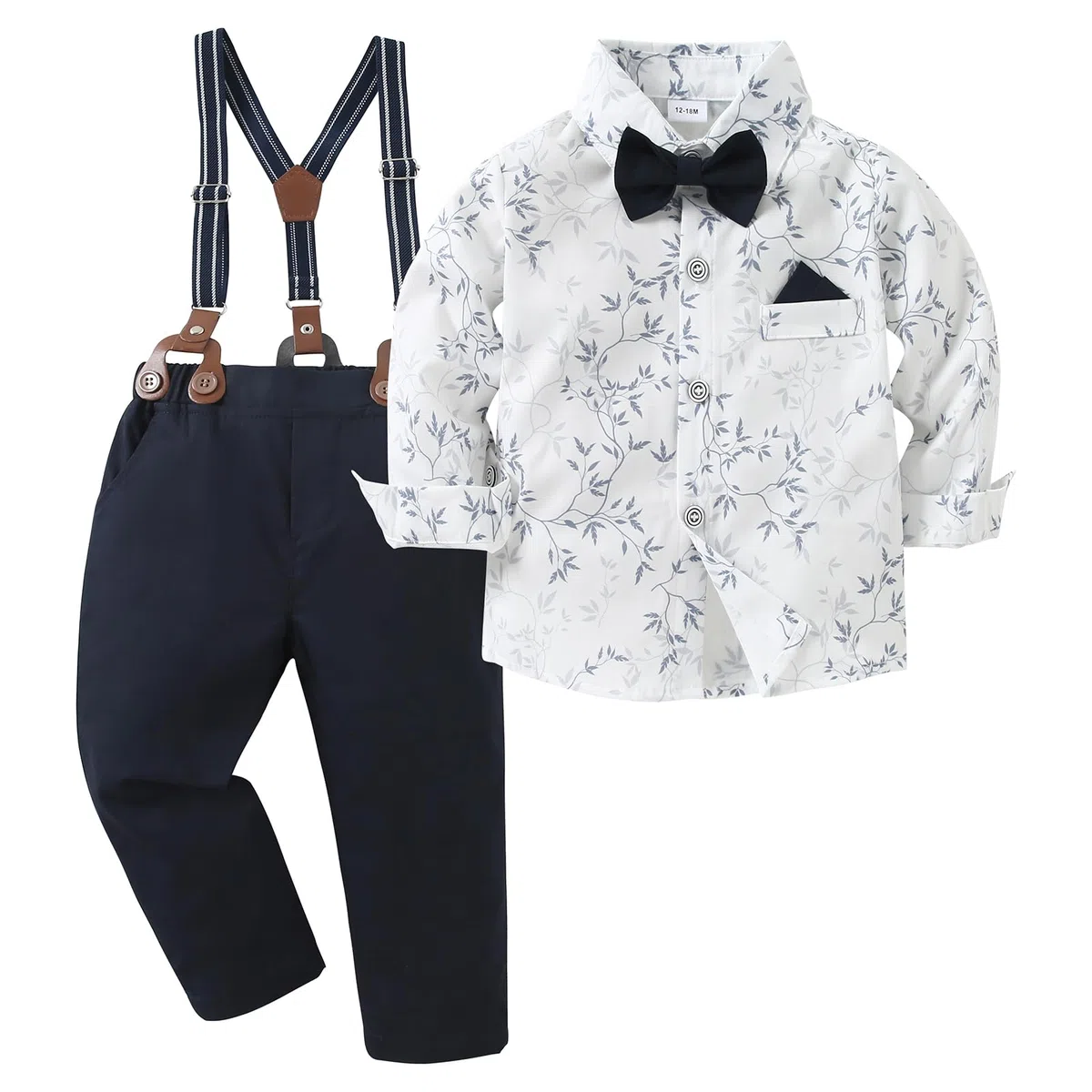 nilikastta Traje para niño pequeño, camisa de vestir con pajarita/pantalones de tirantes, trajes de boda para caballero de 1 a 10 años