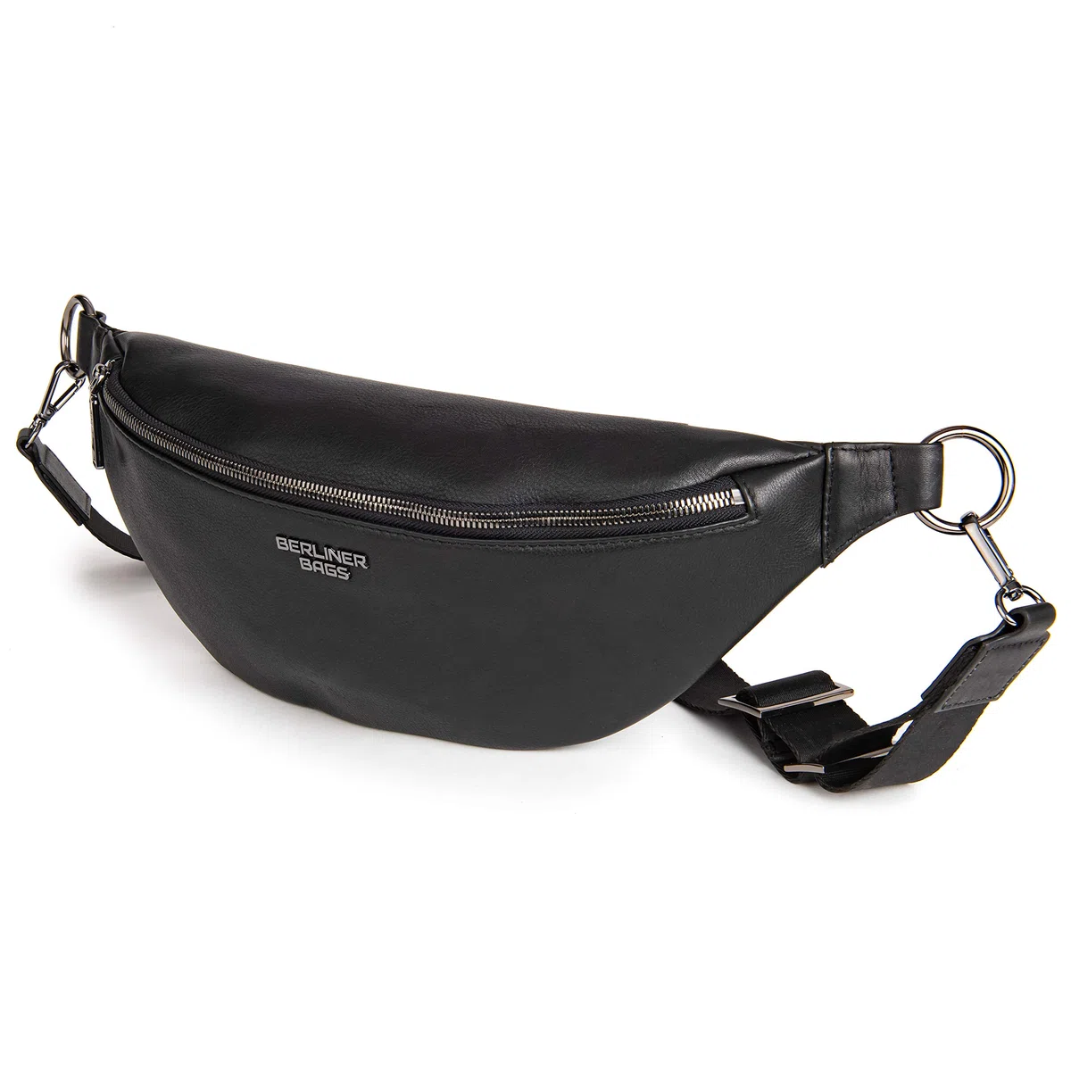 Berliner Bags Mona XL Riñonera y Bolso Bandolera de Piel Auténtica Unisex, con Cremallera YKK, Correa Ajustable y Diseño Compacto para Viajes y Uso Diario – Negro