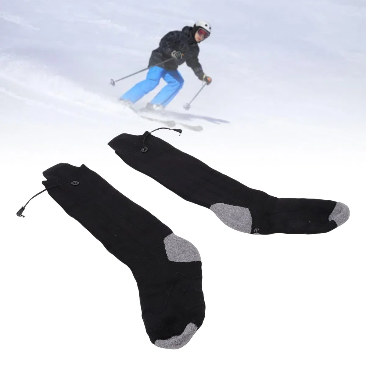 ASHATA Calcetines Térmicos Negros 4 Niveles de Calefacción Batería de Larga Duración para Esquiar Al Aire Libre Lavables Recargables para Hombres y Mujeres