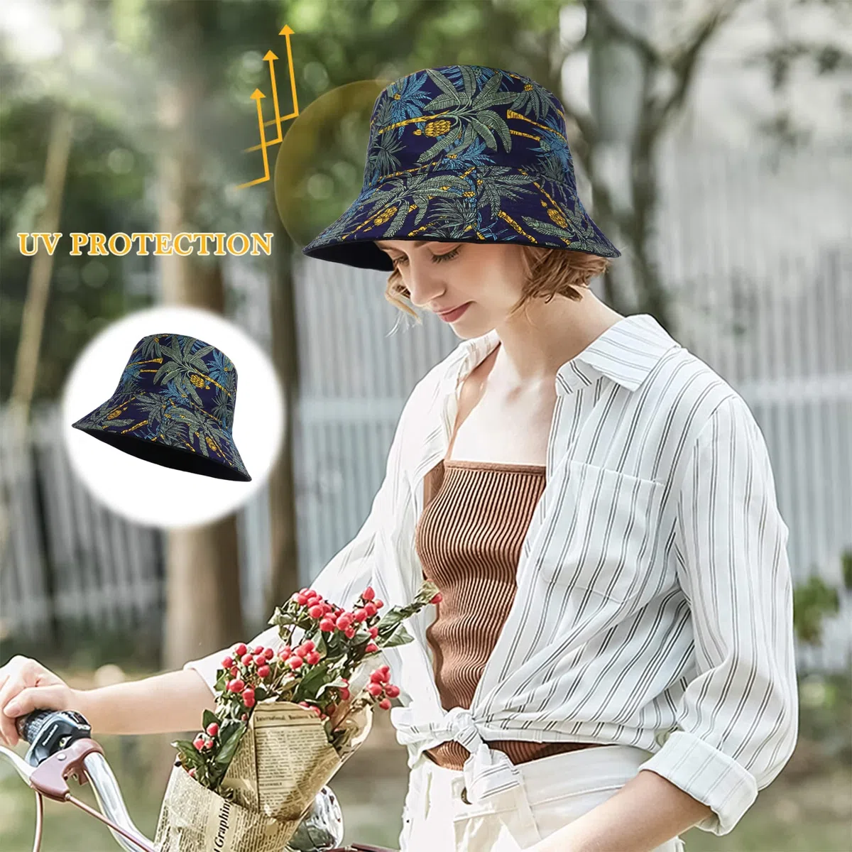 Feng Shui， Sombreros de Pescador para Mujer - Sombreros de Sol de Playa de Verano de algodón Reversible Sombrero de Pescador Plegable para Viajes Playa Senderismo Reino Unido