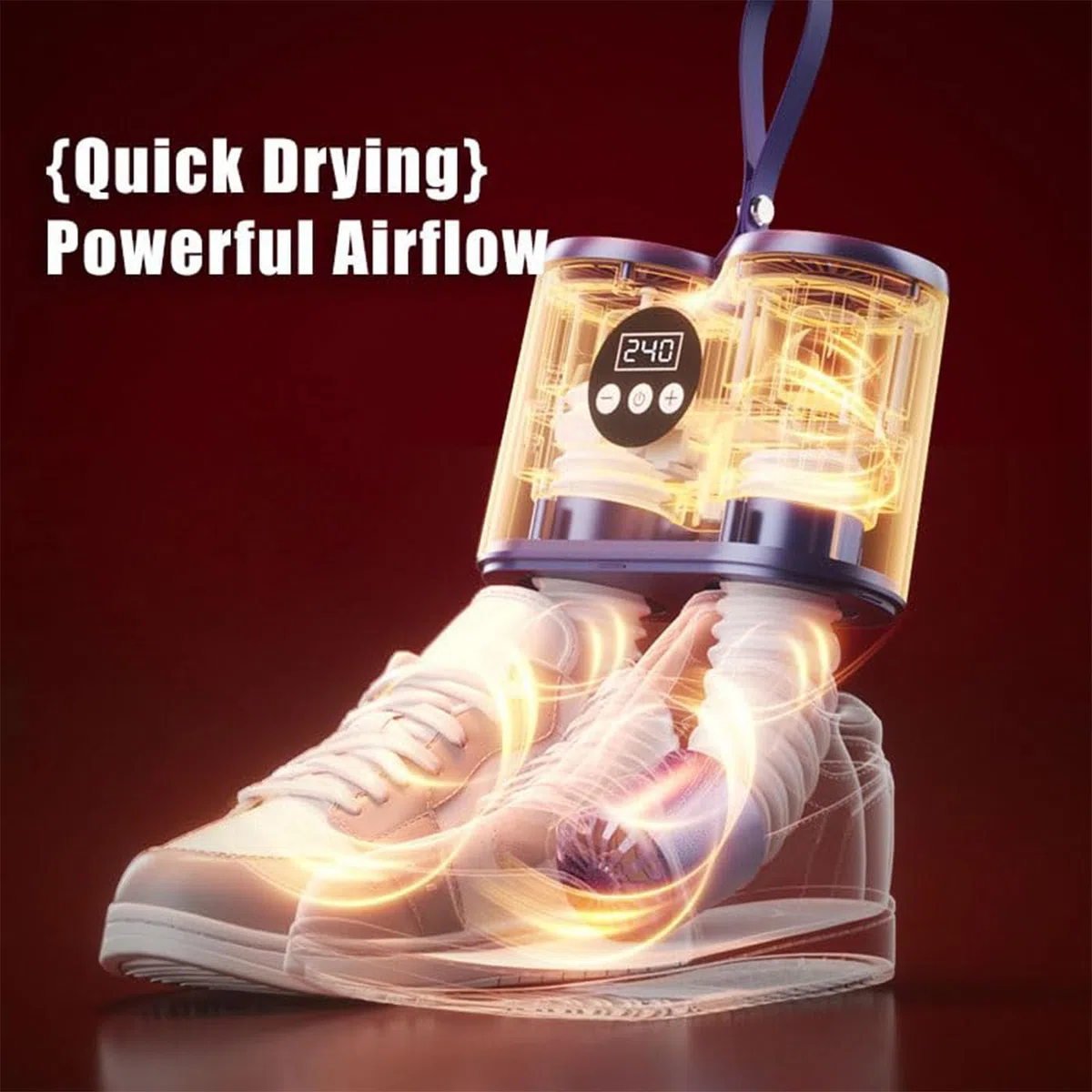 Secador Eléctrico de Botas y Zapatos con Soplador de Calor, Conducto de Aire Caliente Retráctil, 3 Niveles de Calor y Función de Temporizador, Secador Portátil con Calefacción Para Zapatillas, Botas