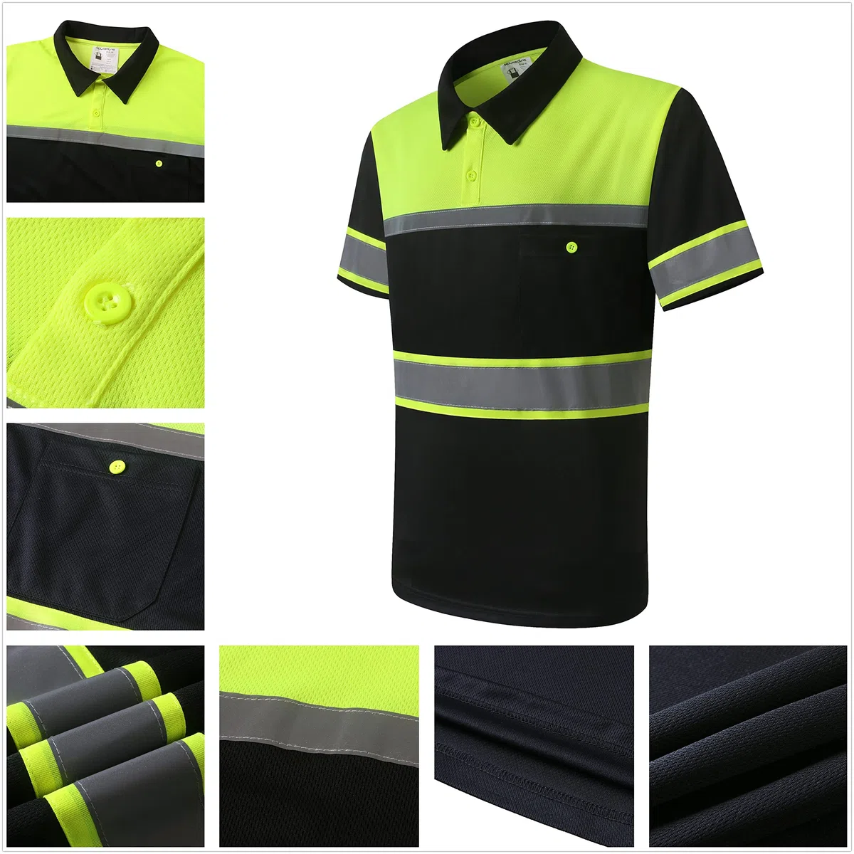 Camisas de seguridad para hombre, polos de alto reflejo con bolsillo, manga corta, ropa de trabajo transpirable