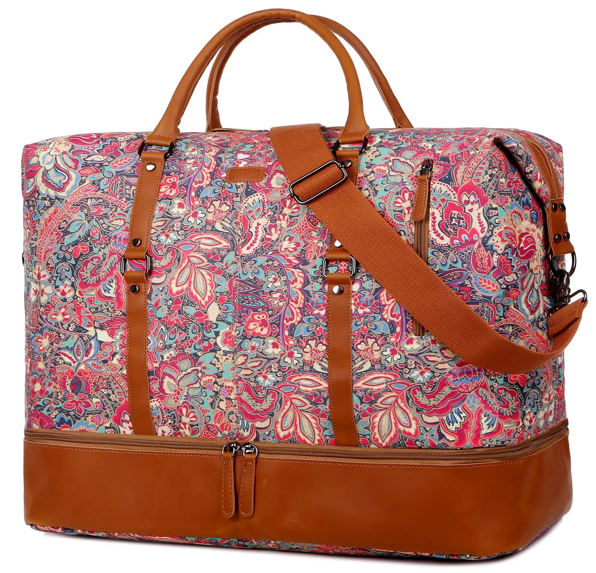 BAOSHA Bolso de viaje para mujer, bolso de fin de semana por la noche, equipaje de mano HB-05, H, 53.4 x 45.7 x 25.4 cm, Casual Floral