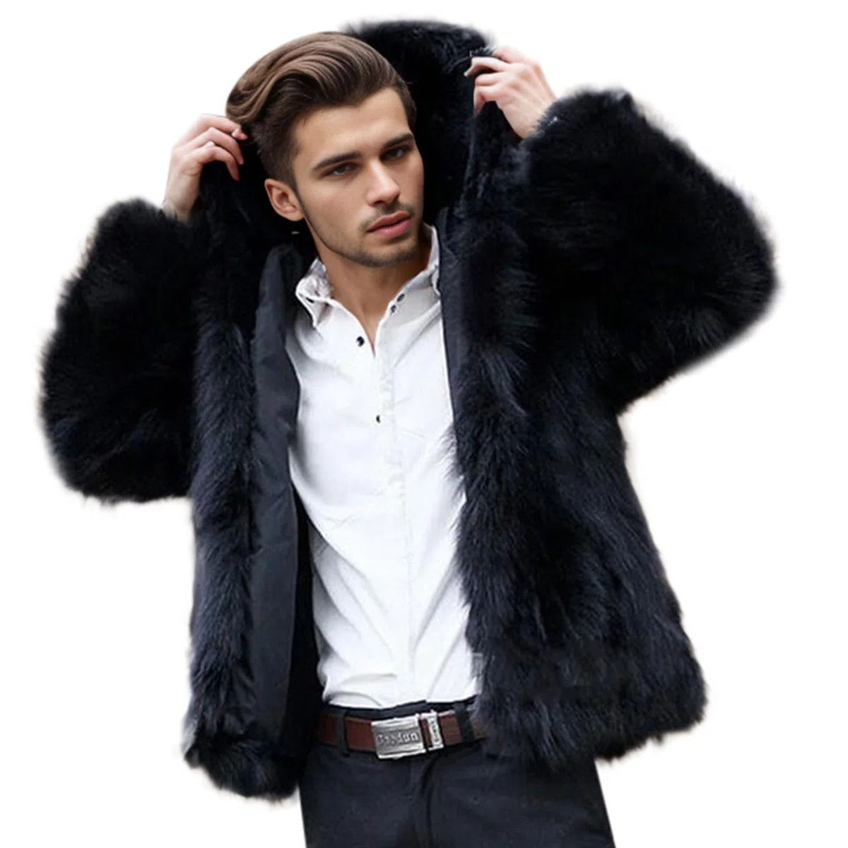 Genérico Jerséis para Hombre - Suéter De Invierno para Hombre Abrigo térmico de imitación para Hombre Chaqueta de Invierno con Forro térmico Muy cálida Peluda y Pesada con Forro Polar