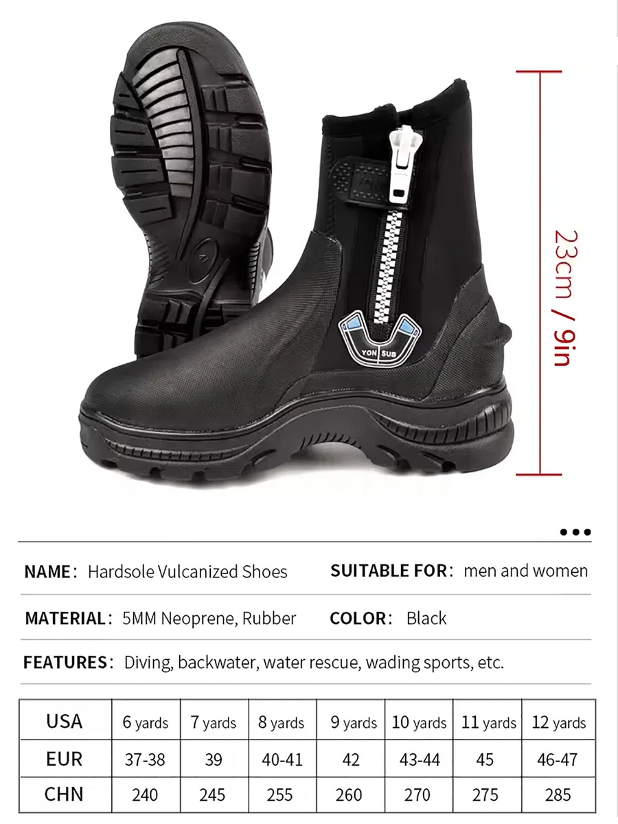 Botas de buceo de neopreno de 5 mm para hombres y mujeres, zapatos de agua de alta calidad con suela gruesa antideslizante, protección para los dedos, calzado duradero para esnórquel, surf, rafting y