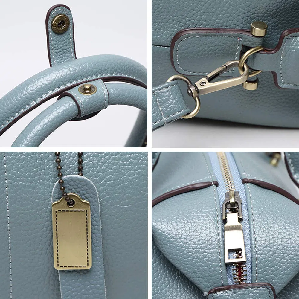 Bolso de Mano con Bandolera para Mujer en Cuero PU Boston Bolso Hombro Vintage Bolso Gris