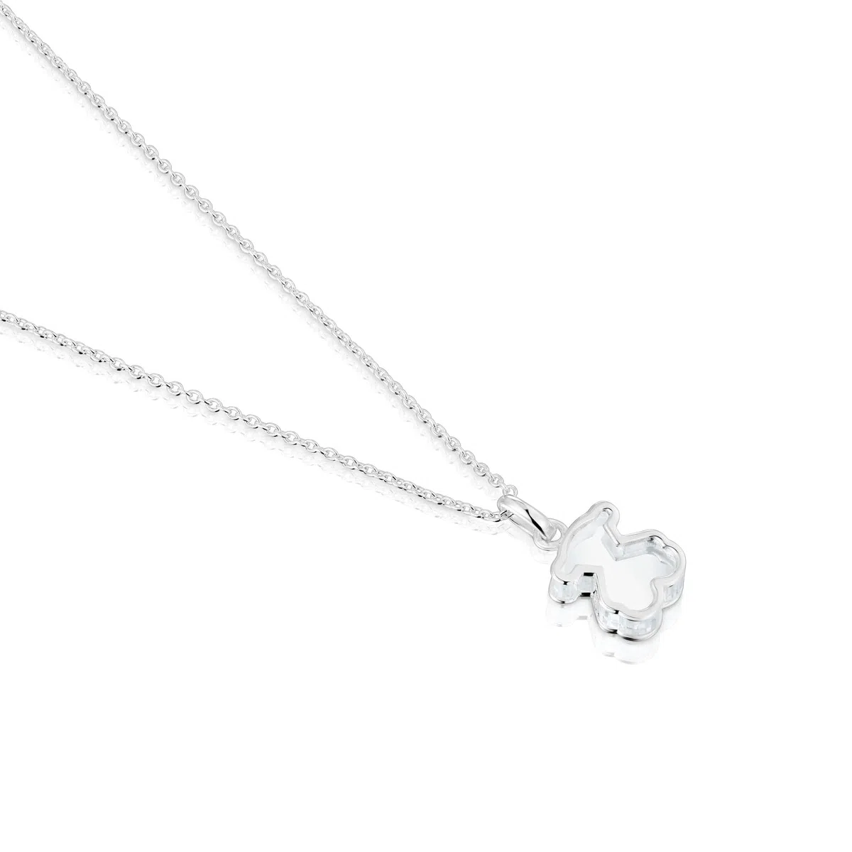 TOUS Collar Corto para Mujer de Plata de Primera Ley y Metacrilato blanco, Colección Galaxy