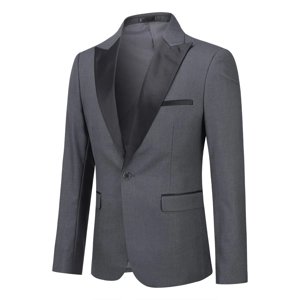 YOUTHUP Trajes de 2 piezas para hombre, ajuste delgado, solapa de pico, 1 botón, blazer y pantalones, traje de esmoquin de noche a la moda