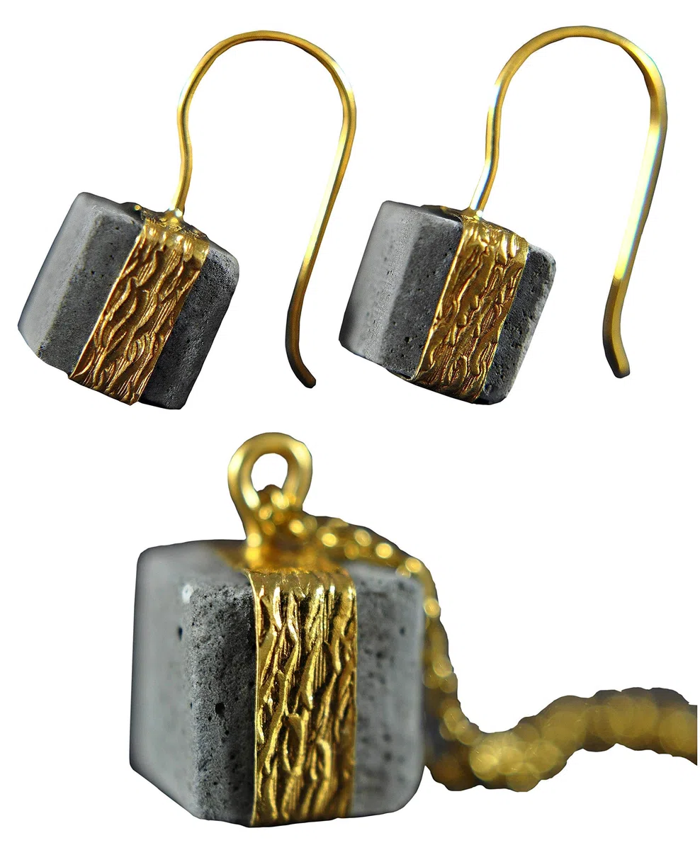 Set de regalo | Concreto Servicio de regalo incl. Latón | Chapado en oro | Regalo de joyería | Navidad | Hecho a mano | Regalo para mujeres | Cubo | Único