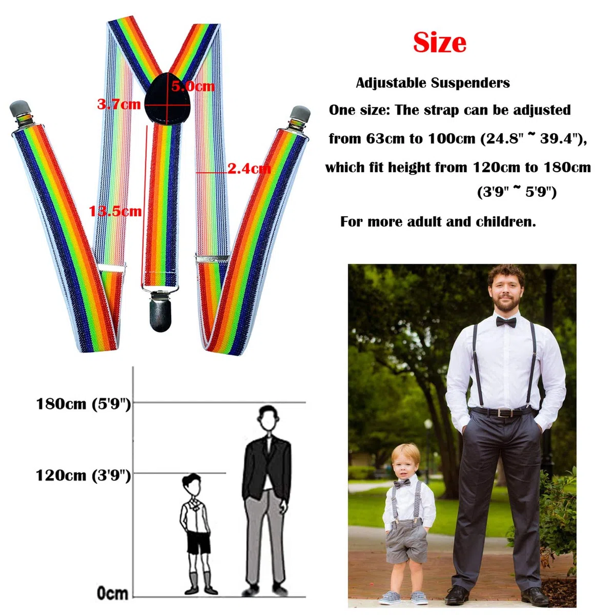 Tirantes elásticos anchos ajustables en forma de Y con 3 clips fuertes, para mujer, niños y niñas.