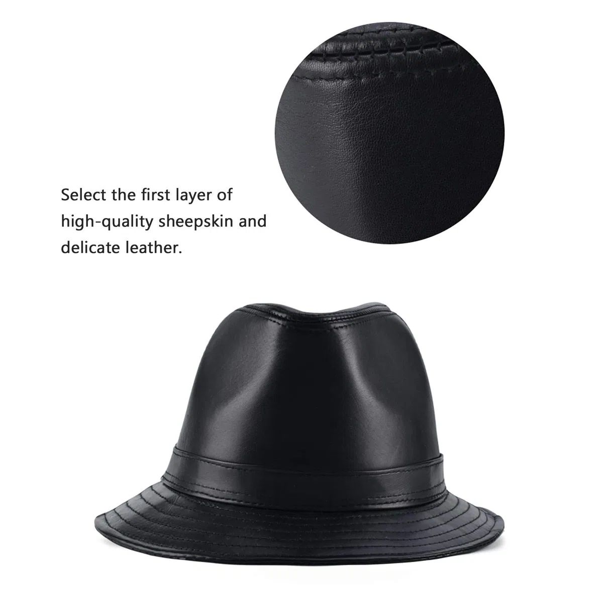 Sombreros de invierno, hombres piel de oveja sombrero de jazz invierno caliente clásico vintage fedora sombrero trilby taps 55-60 cm