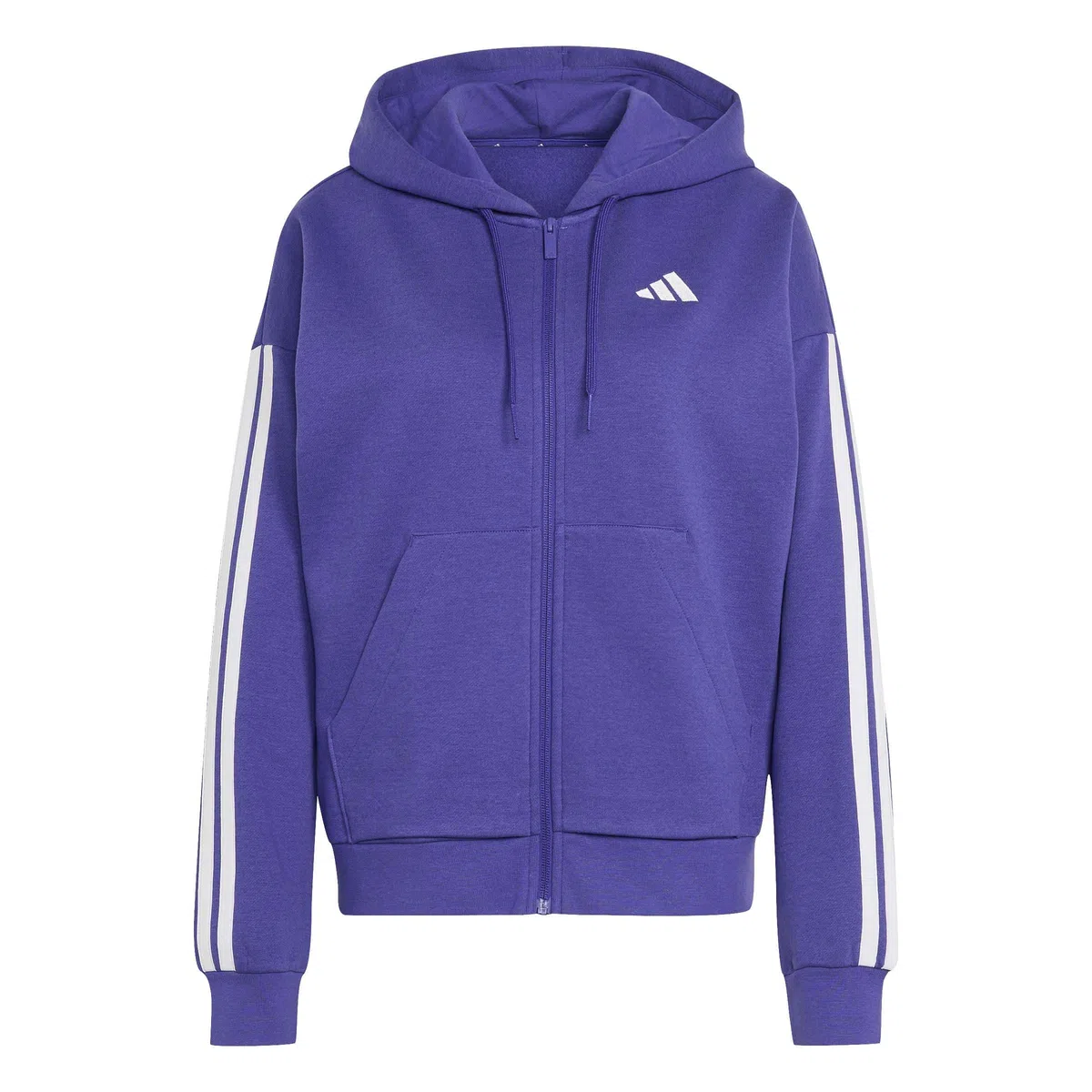 adidas Mujer Essentials 3-Stripes Full-Zip Fleece Hoodie Sweatshirt, Pure Purple/White, XS