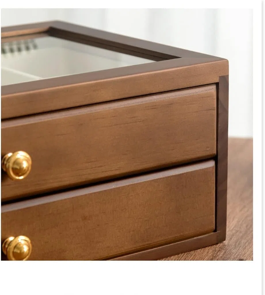 Caja de almacenamiento compacta de madera multicapa para el hogar y la oficina, elegante para suministros de manualidades de escritorio y objetos pequeños, solución de almacenamiento ideal para