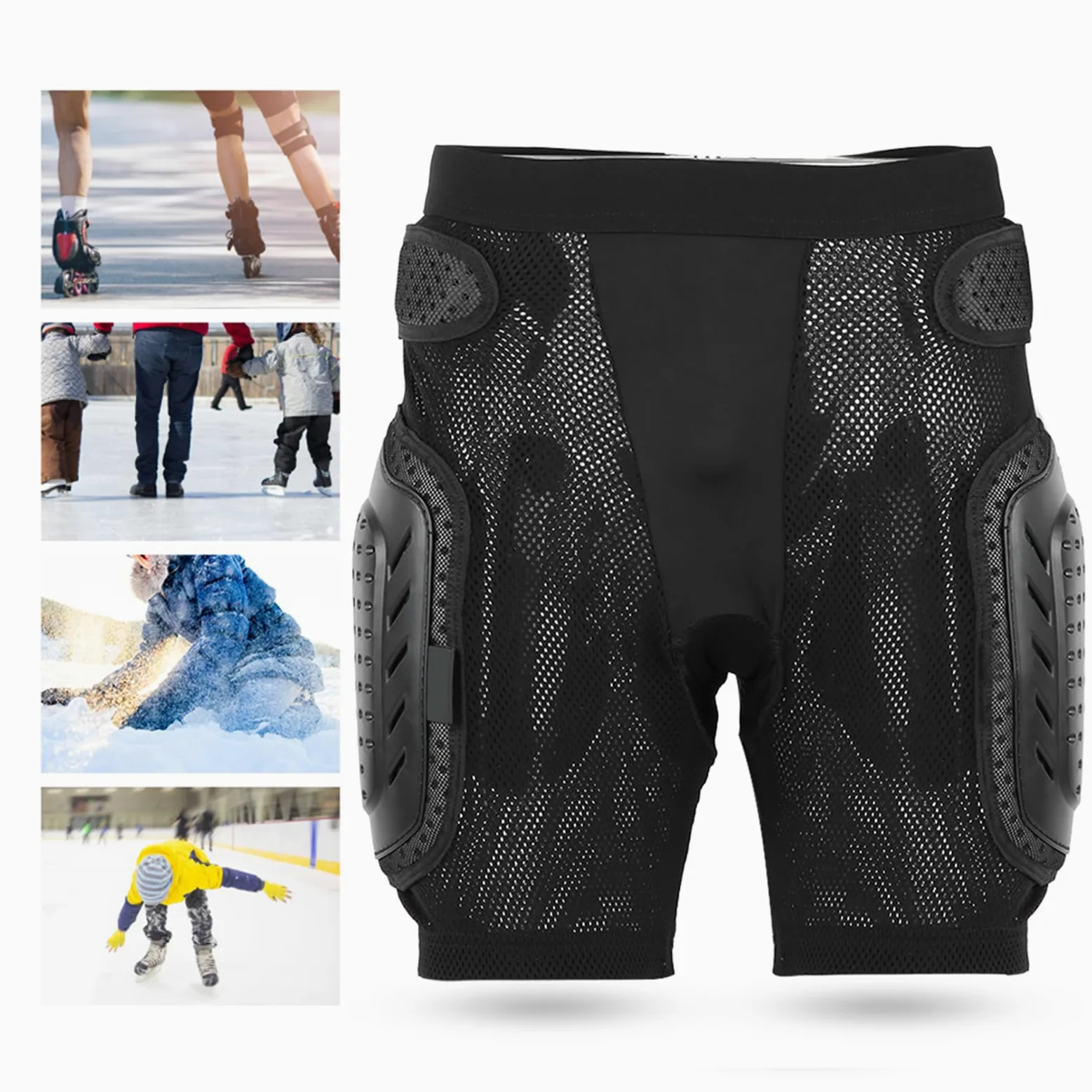 Pantalones Cortos De Ciclismo Acolchados, Pantalones De Protección con Almohadilla De Cadera, Protección De Doble Capa para El Cóccix, Equipo De Protección para Esquí, Patinaje