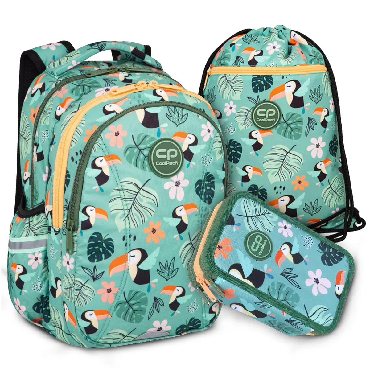 COIL Mochila 3W1 Toucan Escolar Niño clase 1-3 3 compartimentos, mochila, estuche, bolsa de zapatos, 21 litros, carbón, Equipo escolar