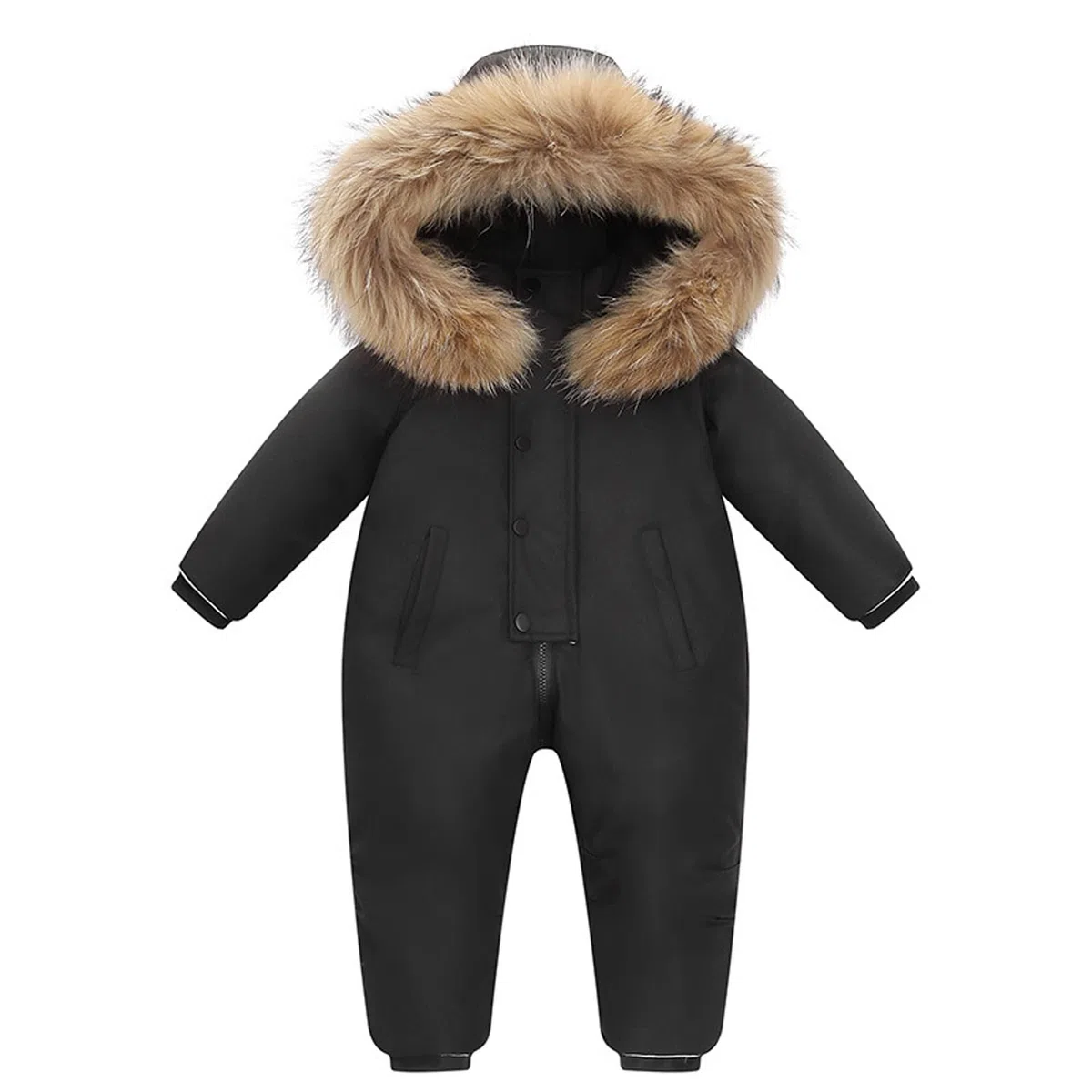 Jueshanzj Traje de una sola pieza para niños hombres y mujeres traje de esquí de plumón traje de una sola pieza 1-6 años engrosado, Negro, 100 cm