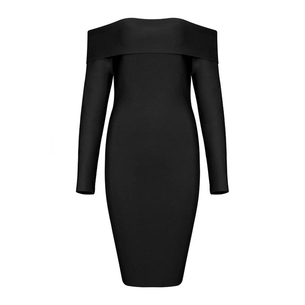 Vestido Ajustado para Mujer del Hombro Manga Larga Noche Fiesta Corto Mini Vestidos