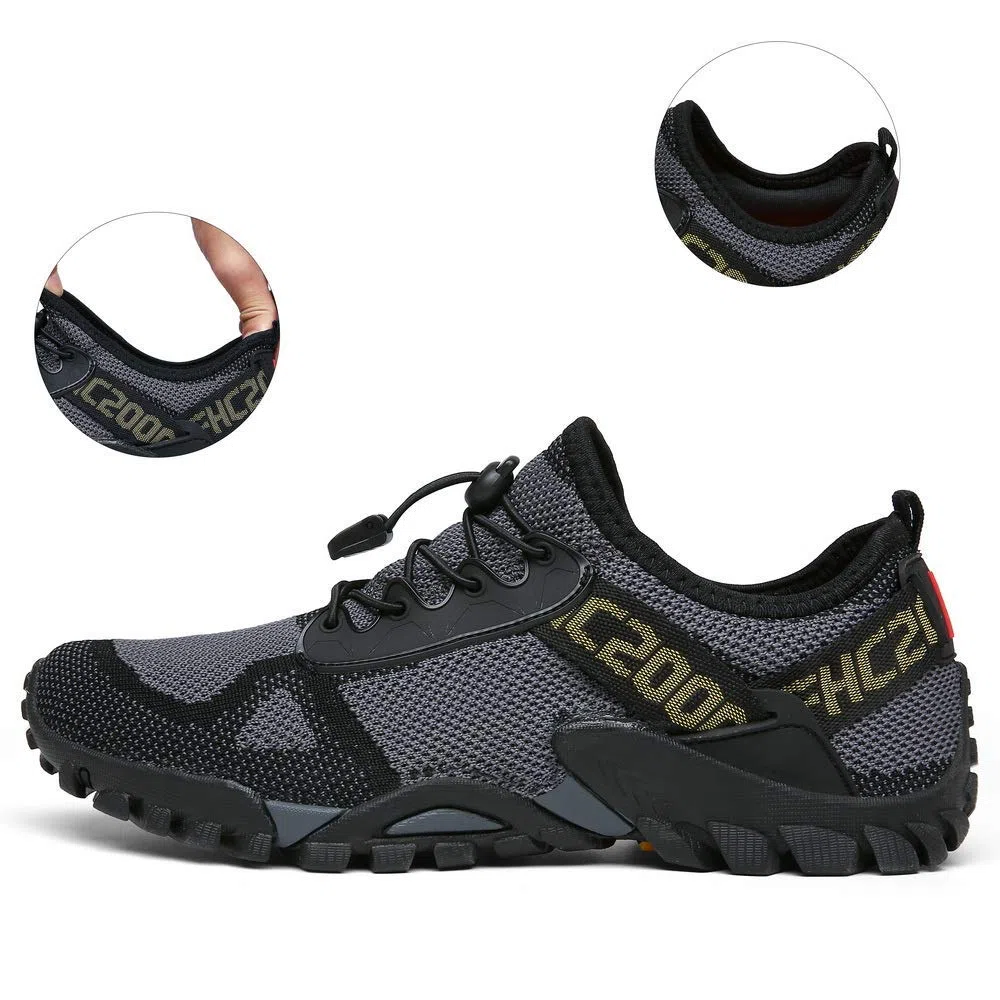 ABAO Zapatos de senderismo para hombre y mujer, zapatos deportivos al aire libre, antideslizantes, transpirables, tenis bajos para caminar, senderismo, senderismo, escalada, viajes, ligeros, Gris, 6
