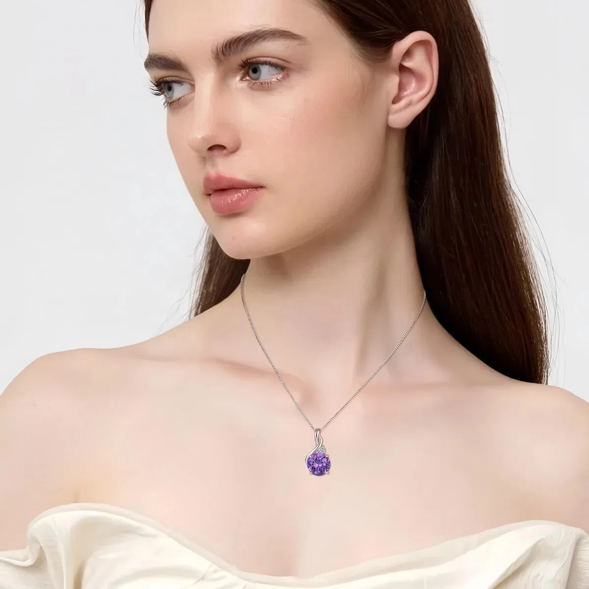 FJ Collar para Mujer Plata de Ley 925 Colgante Piedra de Nacimiento Joyas Regalos para Mujer Esposa Mamá
