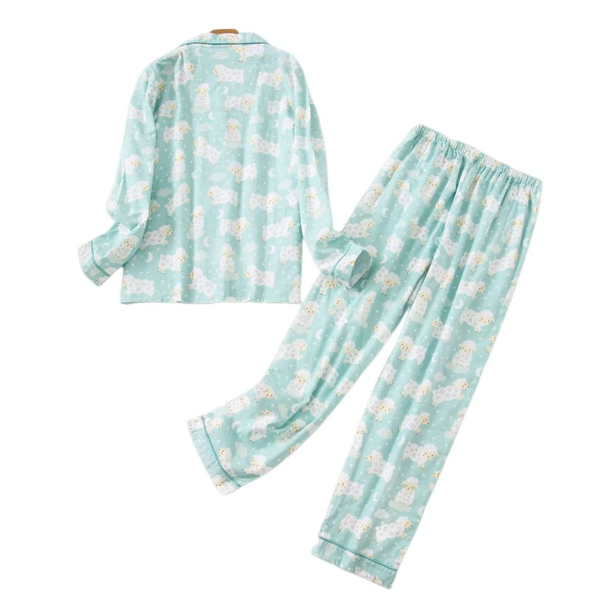MOGSA Pijamas para mujer, tallas grandes, ropa de franela de algodón para mujer, traje de otoño y primavera, estampado a cuadros, tops para dormir