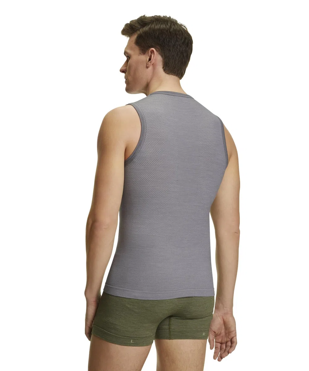 FALKE hombre Wool-Tech Light camiseta técnica deportiva sin manga para climas cálidos y fríos transpirable regulación del clima neutralizador de olores lana hilo funcional 1 pieza | Mezcla de lana de merino y seda