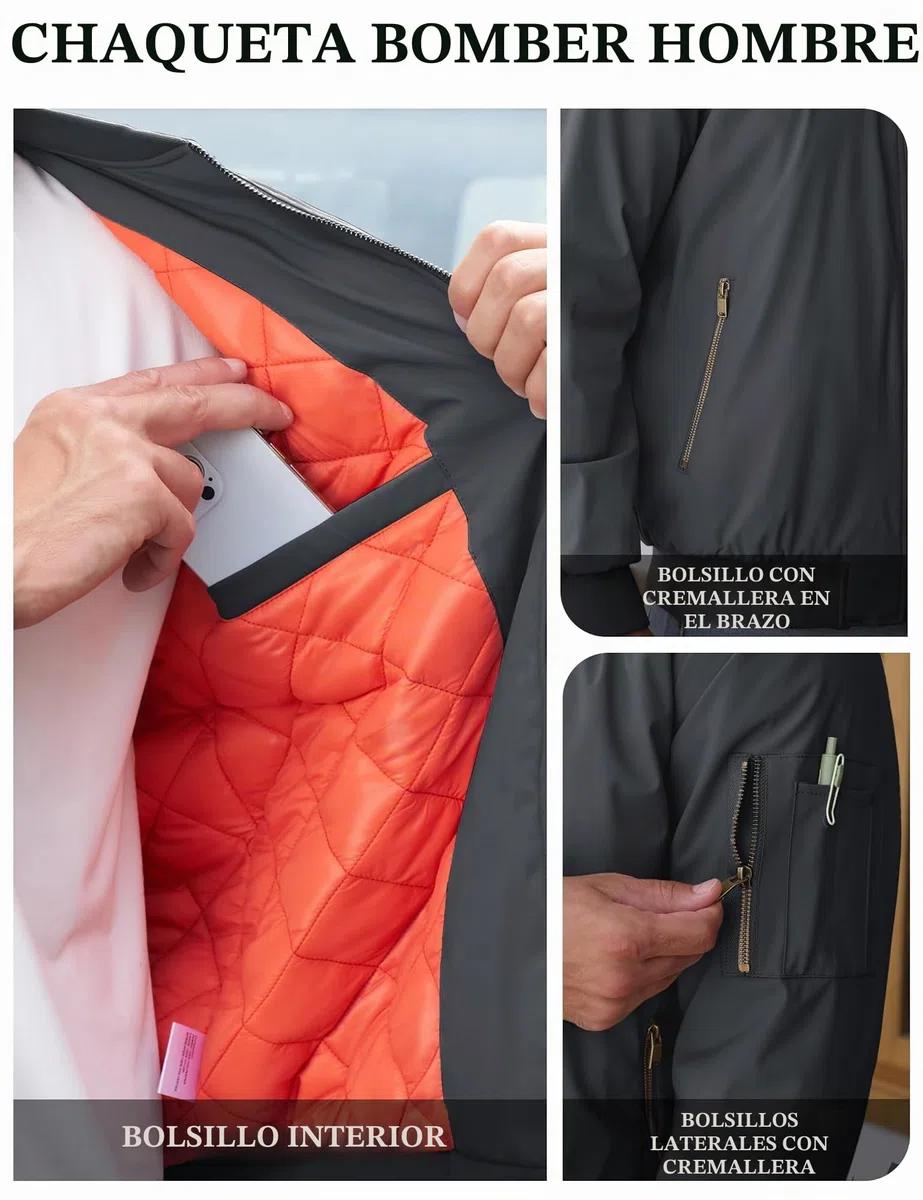 TACVASEN Chaqueta Abrigada Chaqueta de Invierno para Hombre Chaqueta Bomber de Carga Abrigo a Prueba de Viento Chaquetas Urbanas