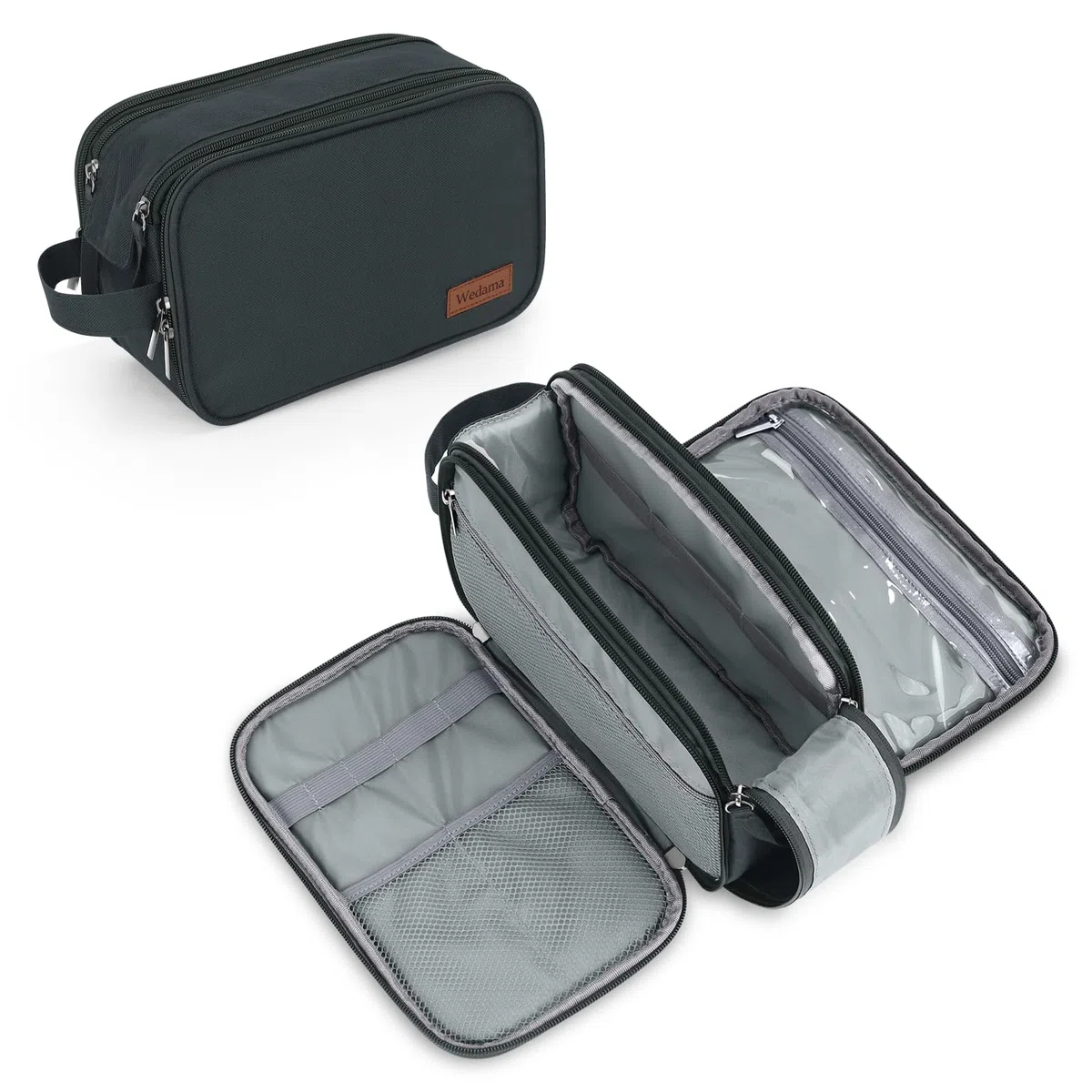 Wedama Neceser para hombre, bolsa de aseo de viaje de mano, bolsa de viaje impermeable para artículos de tocador, kit de viaje de poliéster grueso, bolsa de artículos de tocador para viajes, viajes de