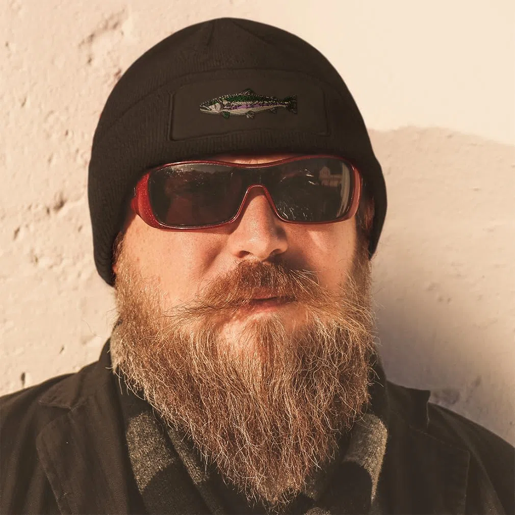 Gorro con parche personalizado con diseño de peces y truchas, para hombre y mujer