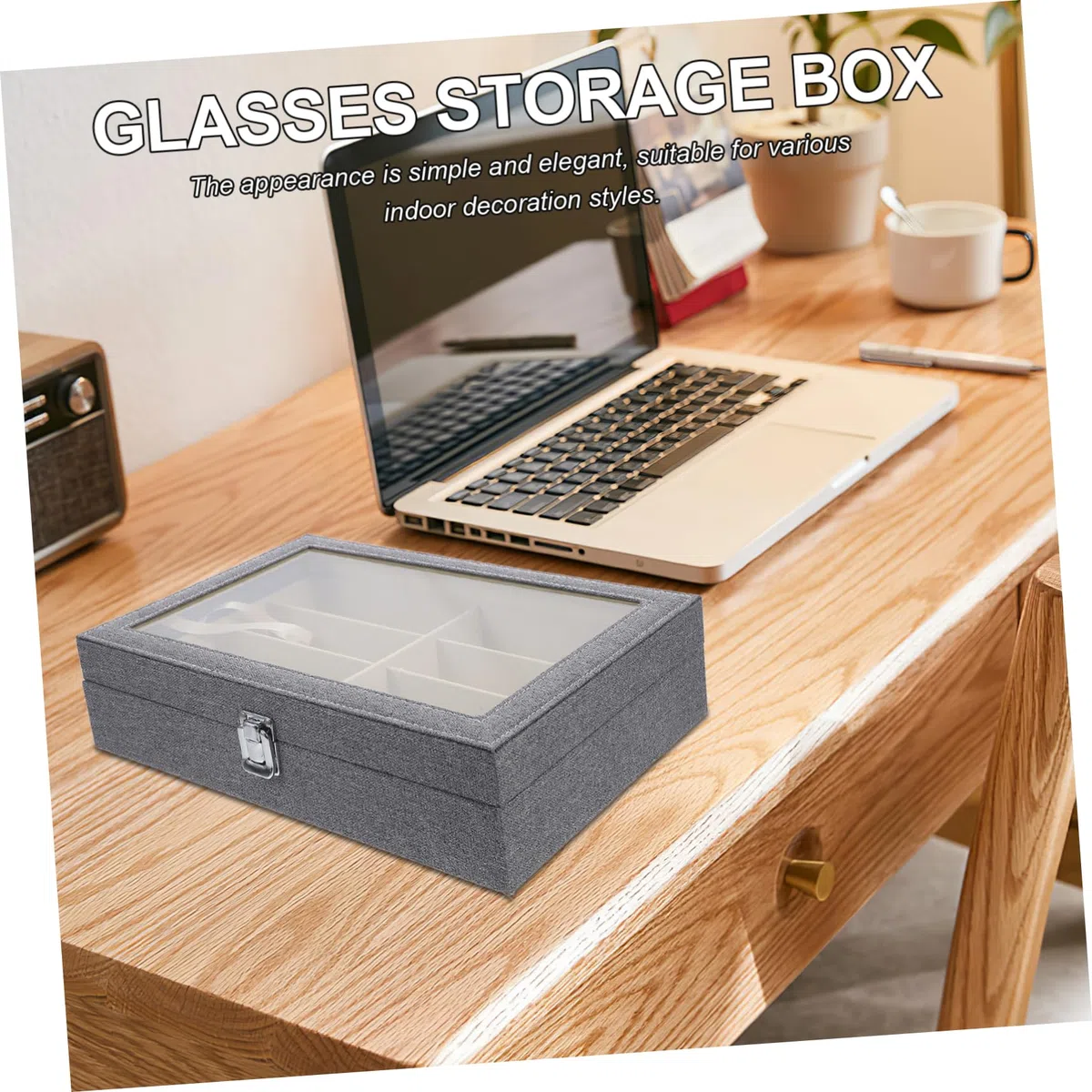 POPETPOP Caja para Guardar Gafas De Compartimentos Organizador De Gafas y Bandeja para Joyas