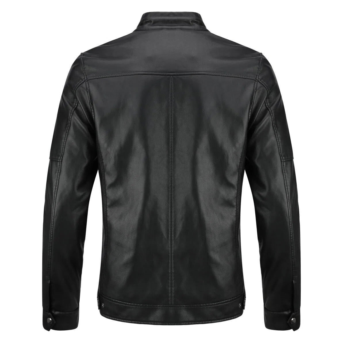 Sliktaa - Chaqueta de cuero sintético para hombre, ecológica, de invierno, de cuello alto, de entretiempo, acolchada, tipo motero, piloto, con cremallera, informal, moderna, clásica