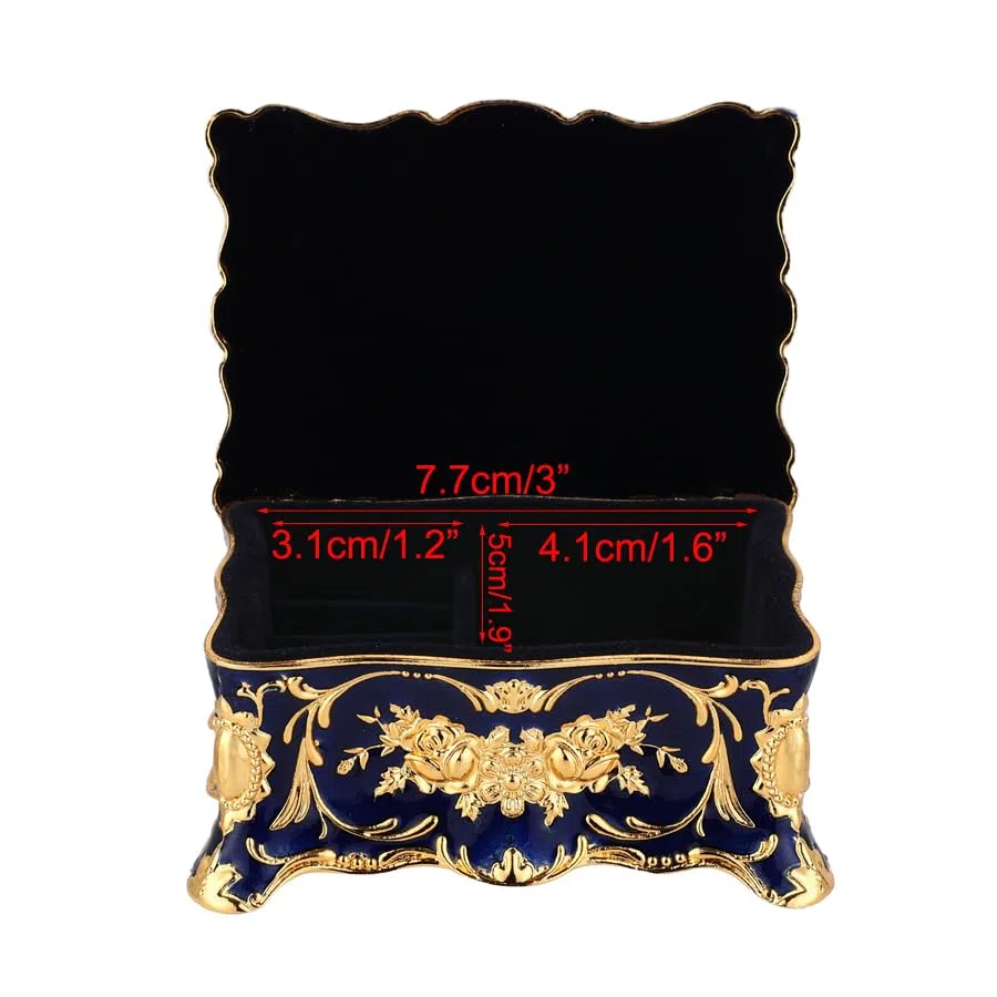 Joyero retro europeo de metal, caja de almacenamiento de joyas, caja de joyería creativa, caja de decoración de recuerdo, caja decorativa ornamentada para boda, regalo de cumpleaños