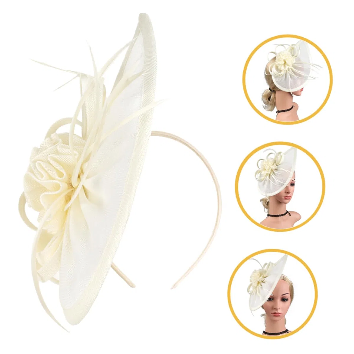 Holibanna Sombrero De Coctel Tocados Sombreros Para Mujer Gorras Para Mujer Diadema De La Década De 1920 Sombrero Diadema Diademas Con Estilo Para Las Mujeres Beige Malla