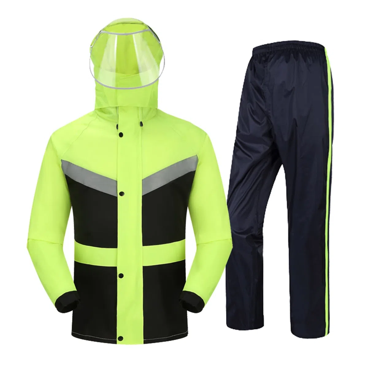 Ciclismo de la Motocicleta Trajes de Lluvia Pesca Impermeable Abrigo de Lluvia con Capucha, Ligero, Transpirable, Ponchos de Lluvia de Alta Visibilidad para Senderismo, Viajar, Acampar