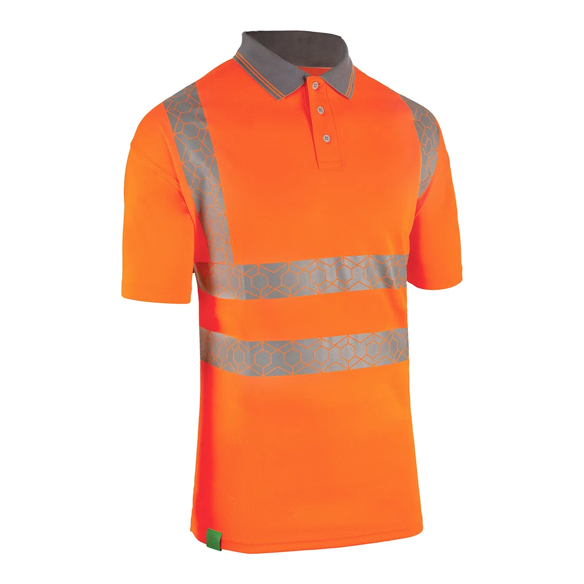 Beeswift Envirowear Hi-Vis Short Sleeve Polo Unisex Reflective Sustainable Safety PPE Workwear - Orange/Saturn Yellow - Sizes S-5XL