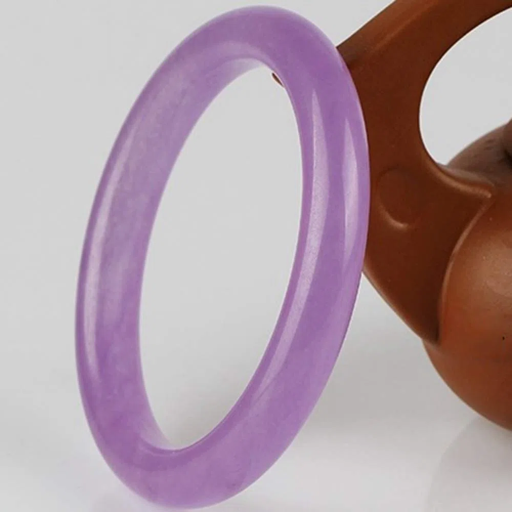 Pulsera de Mujer, Arnades de Mujer, Brazalete Natural Pulsera de Jade Redonda Fina Púrpura, Pulsera de Barra Delgada y Fina Jade, Joyería, Pulsera de Mujer, Púrpura-60mm,