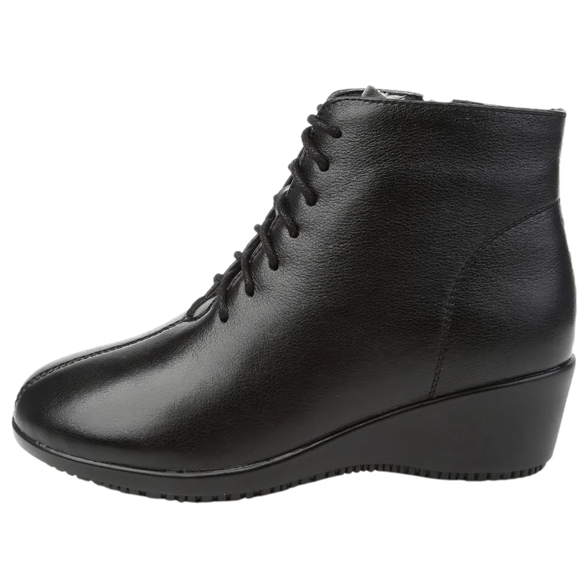 Mujer Moda Piel Genuina Botas Cuña con Cordones Botines de Invierno con Forro de Cuero/Forro de Felpa Caliente