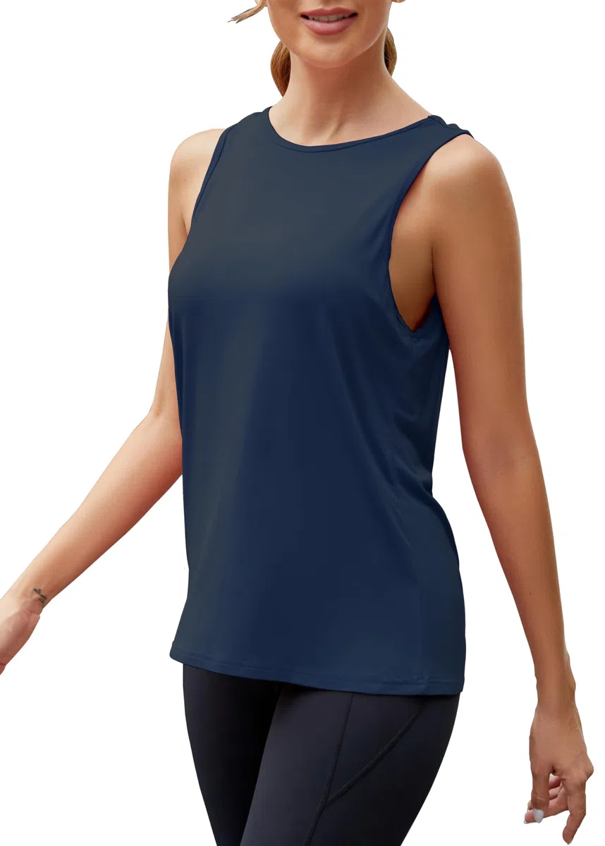 Mippo Camisetas de entrenamiento para mujer, holgadas, de malla, atléticas, sin mangas, para yoga, correr, gimnasio