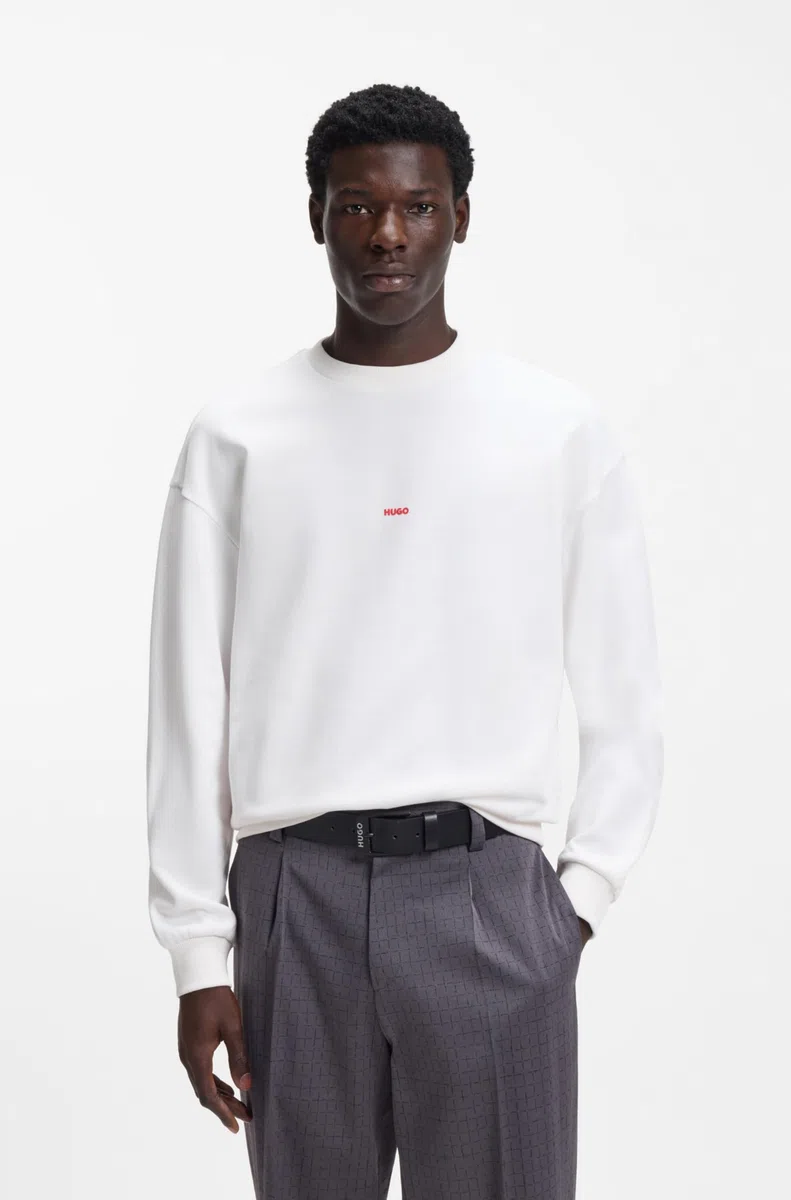 HUGO BOSS Sudadera Relaxed fit en Felpa de algodón con ilustración de Perro Talla ECH Color Natural