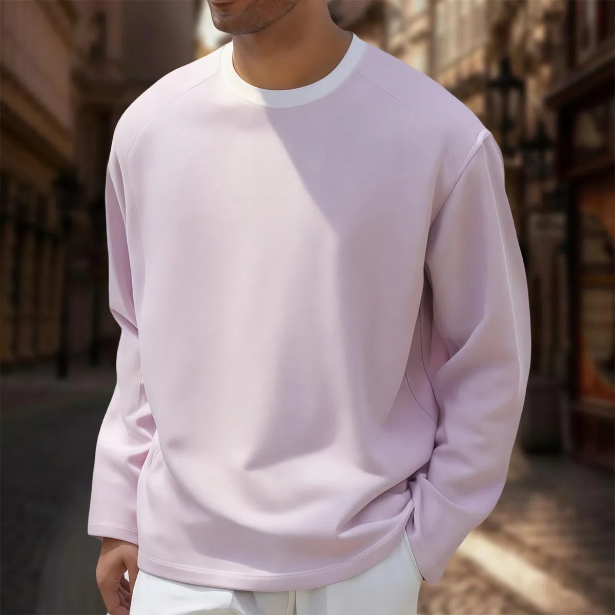 Ropa De Verano Hombre Camiseta Manga Larga para Hombre, Cuello, Versátil, Informal, Sin Capucha, Primavera Y Otoño Esmoquin Mujer Proteccion Solar Gimnasio Deporte Deportiva Oversized