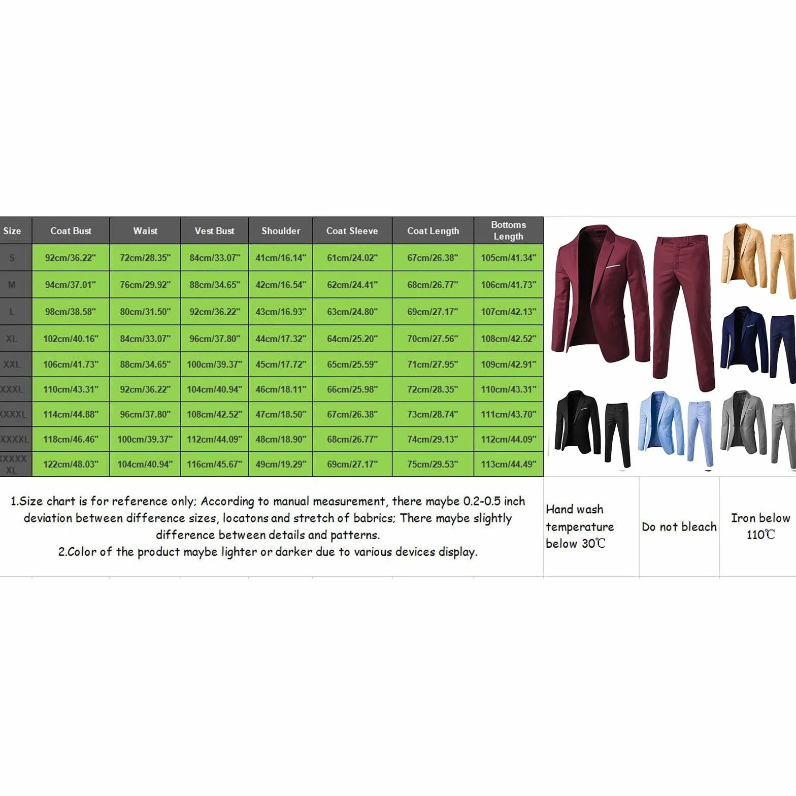 Producto clasificación Traje de Hombre Slim 2 Piezas para ocasión Formal Chaqueta y pantalón Conjunto Elegante para Negocios y Bodas