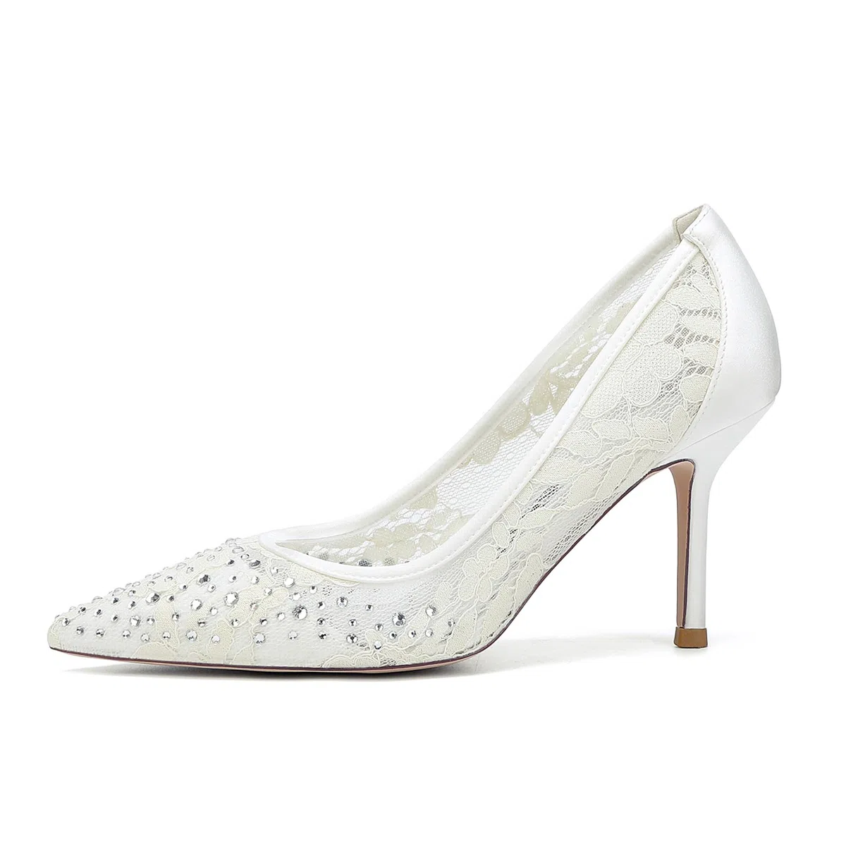 Sandalias De Tacón De Aguja para Novias De Satén con Punta 8,5 Cm