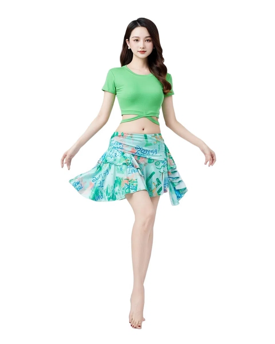 Traje de práctica de Danza del Vientre for Mujer, Conjunto de Falda de Rendimiento Sve Dr, Ropa de Yoga Ajustada, Tela Modal(A Style (Rose Red) Top+Skirt,M)
