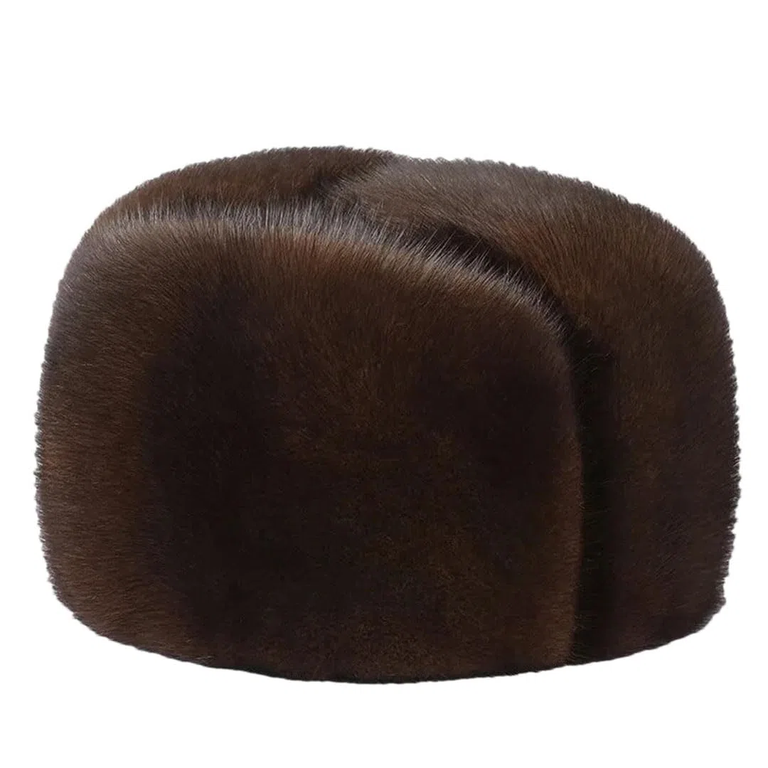 Gorra de invierno para hombre y mujer, de piel de visón, unisex, para exteriores, cálido, motociclismo, visón natural, Estilo 1 café, 7 / 7 1/4