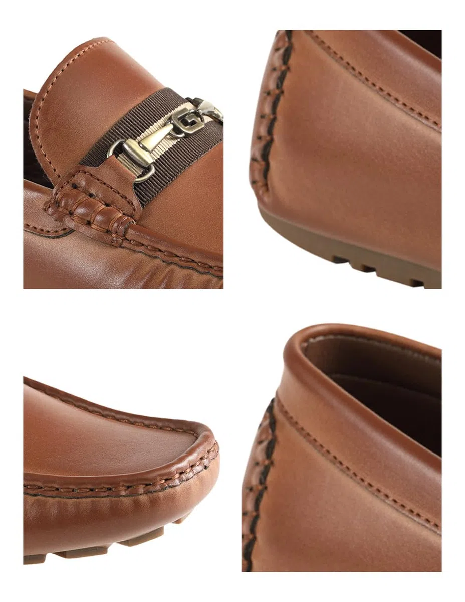 Guess Mocasines Aarav Estilo conducción para Hombre, Cognac 210, 7.5 UK