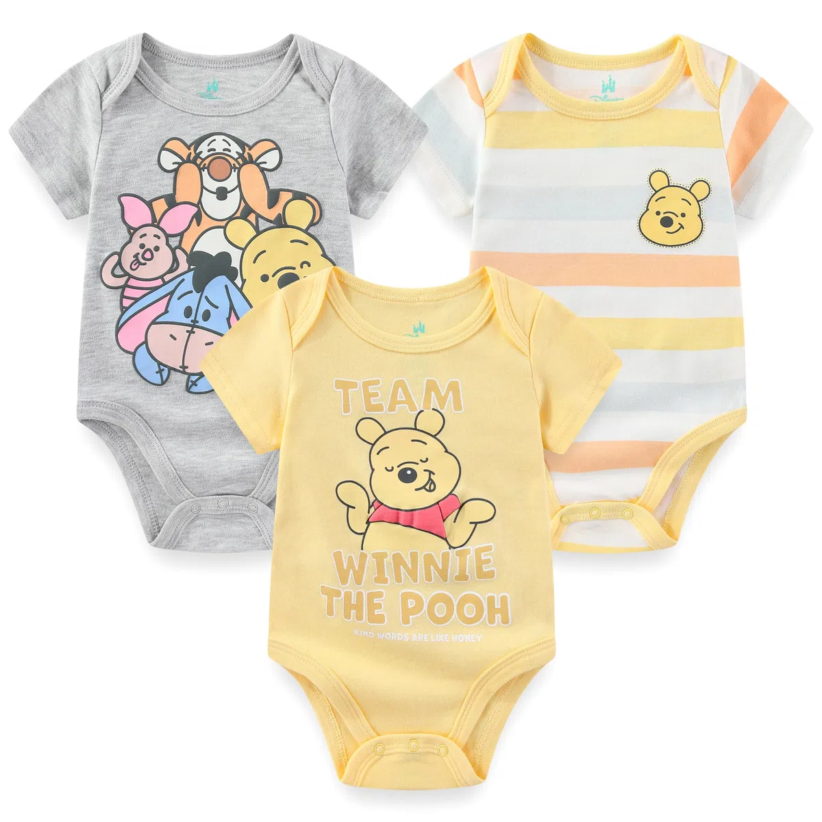 Disney Winnie the Pooh - Pelele para bebé, 3 unidades, blanco, amarillo, gris (amarillo/gris/blanco), 3-6 meses, blanco, amarillo, gris (amarillo/gris/blanco), 3-6 meses, Blanco, Amarillo, Gris