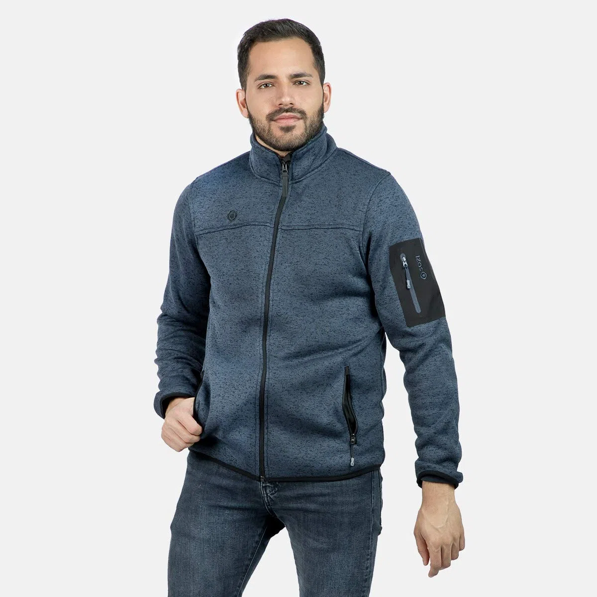 Izas SAMAUN M Chaqueta Polar de Punto para Hombre con Cuello Alto y Bolsillos Ventrales. Tejido de Calidad y Confortable para Mantener el Calor. Ropa Térmica de Montaña y Senderismo