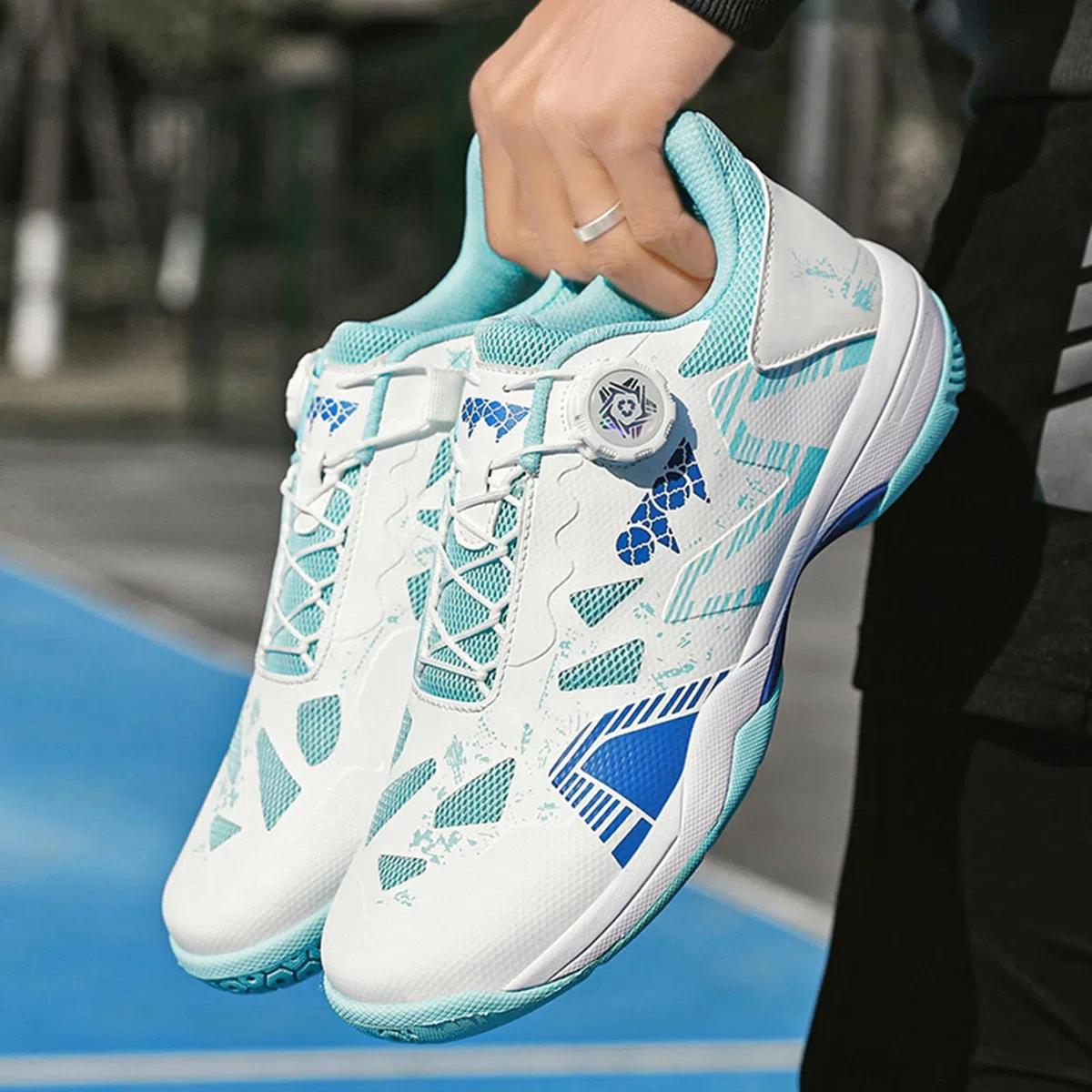 Par de zapatos de bádminton y tenis con forro de malla transpirable