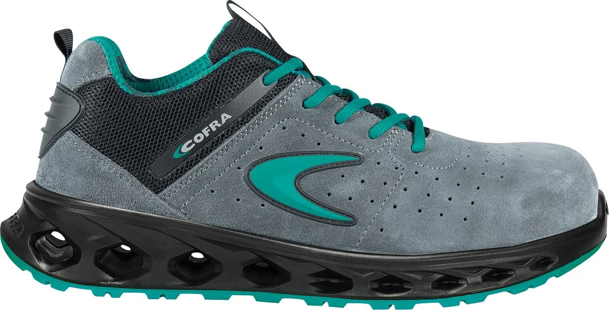 COFRA Kung Fu ESD Zapatos de Seguridad Laboral, Metal Free, Piel Serraje Perforada, Suela Poliuretano, Puntera Fibra de Vidrio, Antiestático (Observación: Ejem. una Talla 42 equivale a un 42,5)